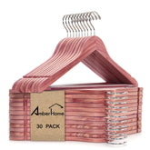 Amber Home cedar coat hanger 30-pack for space-saving closet organization.