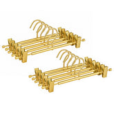 Amber Home matte gold pants hanger with 12.2-inch length keeps pants neatly aligned.
