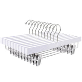 Amber Home white pants hangers with clips and a 14-inch length for organized closets.
