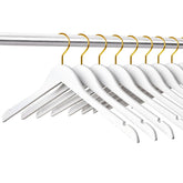 Amber Home white wood hangers with flat body for efficient closet organization
