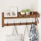 AMBIRD wall hooks with shelf brown front view shows organized entryway storage.