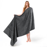 American Soft Linen 35x70 jumbo towel folded for full-body wrap after shower.