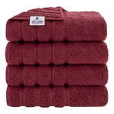 American Soft Linen Bordeaux red towel set closeup, plush absorbent fibers