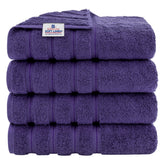 American Soft Linen luxury 4-piece bath towel set on display, 27x54 inches, ultra-absorbent.