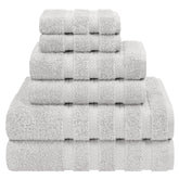 American Soft Linen luxury towel set bath towels folded for display, plush and absorbent.