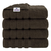 American Soft Linen luxury towels in brown folded, showcasing plush 600 GSM softness