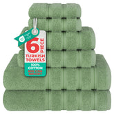 American Soft Linen sage green towel set folded, soft absorbent Turkish cotton.