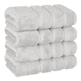 American Soft Linen luxury hand towels in silver grey for a plush bathroom upgrade.