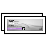 Americanflat 11x27 black frame front view with polished plexiglass for a clear display.