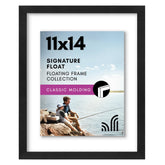 Americanflat floating frame with crystal-clear front glass highlights photos.