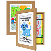 Americanflat dark oak kids art frame with front-loading design for easy swaps