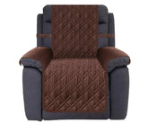 Ameritex recliner cover close-up, showing waterproof nonslip fabric for pets and kids.