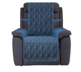 Ameritex blue waterproof nonslip recliner cover, front view, secure fit.