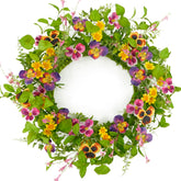 AMF0RESJ wreath with pansy flowers for year-round curb appeal