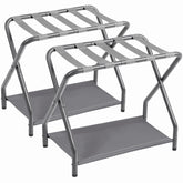 AMHANCIBLE luggage rack folded for compact storage in a closet