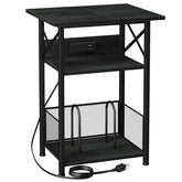 AMHANCIBLE record player stand front view with charging station for easy power access