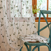 AmHoo 2 panels embroidered leaf curtain, 53x84, adds decorative texture and light diffusion.