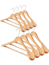 AMKUFO wide shoulder wooden hanger supports heavy coats while preserving shape.