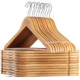 AMKUFO wooden hangers 20-pack neatly organized in a closet for easy selection