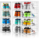 Amllas clear shoe box with door for easy visibility and quick sneaker selection.
