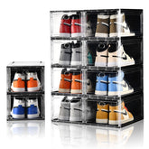 Amllas shoe boxes with transparent body for quick sneaker view and protection.