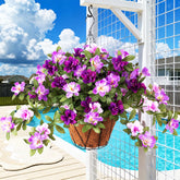 Ammyoo artificial hanging azalea flowers for outdoor baskets with vivid color.