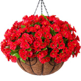 Ammyoo hanging flowers basket red: vibrant outdoor display with year-round color