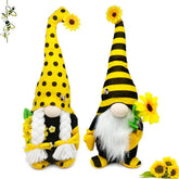 AMOH JERCY tall sunflower gnome, 15-inch decor for mantels and shelves.