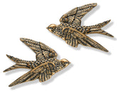 AMOIENSIS bird wall sculpture antique gold detail adds depth to small walls.