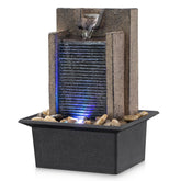 AMOOTEK tabletop fountain with rocks and LED enhances ambient relaxation