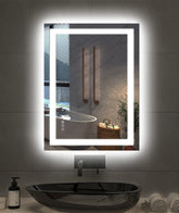 Amorho double LED bathroom mirror with front and back lighting for precise makeup lighting.
