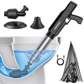 AMPFORCE electric toilet plunger air tank demonstrates adjustable high‑pressure power for quick unclogging