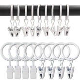 AMZSEVEN metal curtain rings with clips; close-up shows sturdy build for smooth drape.