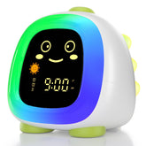 analoi alarm clock in a kid's bedroom with a friendly dinosaur design for bedtime