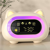 ANALOI alarm clock features cat eyes open with green wake cue for easy mornings.