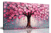 ANCXWOTER Pink Tree of Life wall art 20x40 inches, ideal living room focal point.