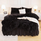Andency king-size comforter black front view highlights plush warmth for a cozy bed