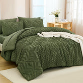 Andency king-size olive green boho texture comforter set for cozy nights