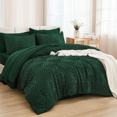 Andency queen comforter set in dark emerald enhances boho style and cozy warmth.