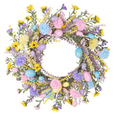 Aneco 24-inch Easter wreath with colorful eggs and hydrangeas adds vibrant spring color to doors