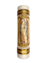 Angelitos de Mexico Virgen de Guadalupe candle with detailed Guadalupe image for prayer and meditation