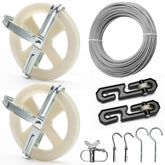 Anglekai Outdoor Clothesline Kit shows the 150ft line ready for large drying loads.