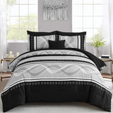 Anibedding black comforter set queen eight pieces offers cozy sleep and soft microfiber.