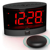 ANJANK extra loud alarm clock with wireless bed shaker for easy wake-up across the room