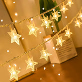 ANJAYLIA star lights 10 ft string with 20 LEDs, ideal for cozy bedroom ambiance.