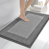 anllugs bathroom rug in gray with soft texture for warm feet after showers.