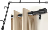 Anndason heavy-duty 1-inch corner curtain rod set extends 30-76 inches for bay windows.