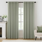 ANRODUO sage green rod-pocket curtains with 3-in-1 design for versatile mounting and soft drape.