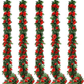 Antspirit 5-pack red rose garland close-up with silk petals for wedding decor