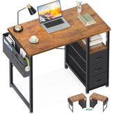 AODK 32-inch desk front view with fabric drawers for compact workspace